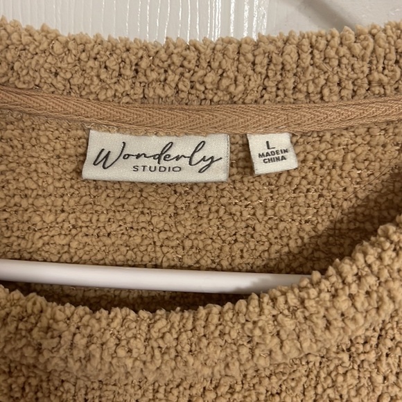 Wonderly Studio Teddy Bear Tan Sweater Size Large - Picture 3 of 6